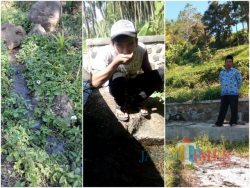 Tiga sumber air yang ditunjukkan warga dan pejabat desa (Foto: Indra Setiawan/BondowosoTIMES)