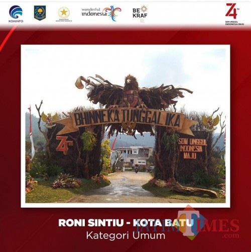 Gapura Garuda di Desa Sidomulyo, Kota Batu, yang masuk nominasi 10 besar Festival Gapura Cinta Negeri tingkat nasional.