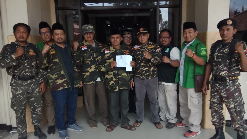 Perwakilan Banser Banyuwangi usai menyerahkan surat penolakan kedatangan penceramah NS