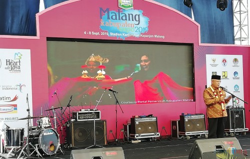 Plt Bupati Malang Sanusi saat membuka acara expo pembangunan 2019 (Nana)