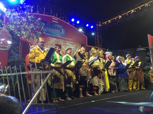 Para peserta yang memerankan seni ketoprak saat di pameran Expo Pembangunan Kabupaten Malang 2019 (Foto : Ashaq Lupito / MalangTIMES)