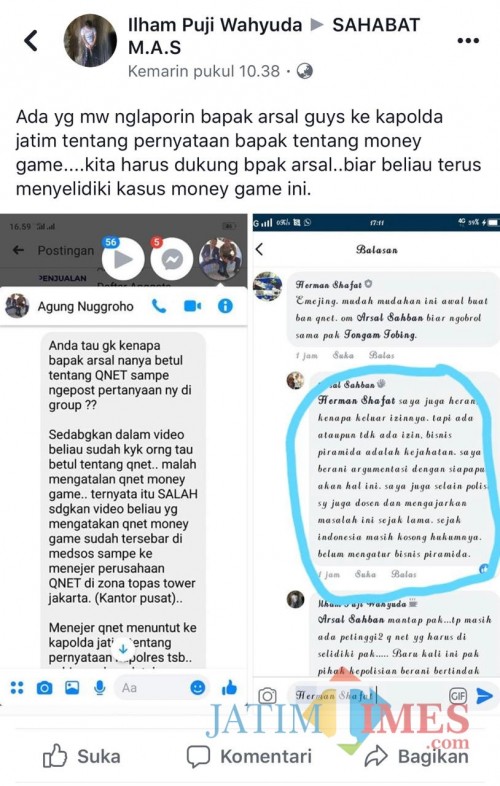 Inilah screenchot ancaman ancaman kepada Kapolres Lumajang (Foto : Polres Lumajang / JatimTIMES)