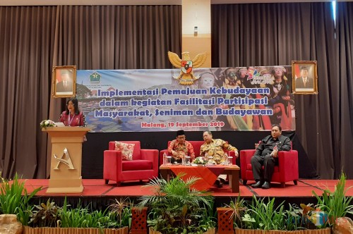 Suasana sosialisasi Implementasi Pemajuan Kebudayaan dalam Kegiatan Fasilitasi Partisipasi Masyarakat, Seniman dan Budayawan oleh Disbudpar Kota Malang (Arifina Cahyanti Firdausi/MalangTIMES)