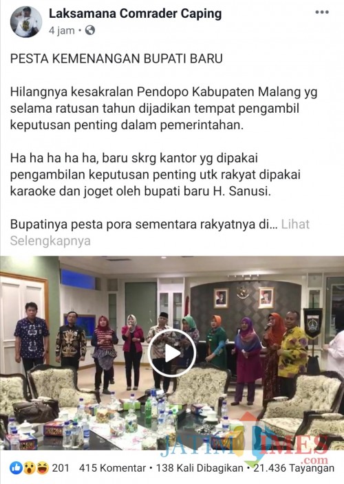 Layar tangkap akun FB Laksamana Comrader Caping