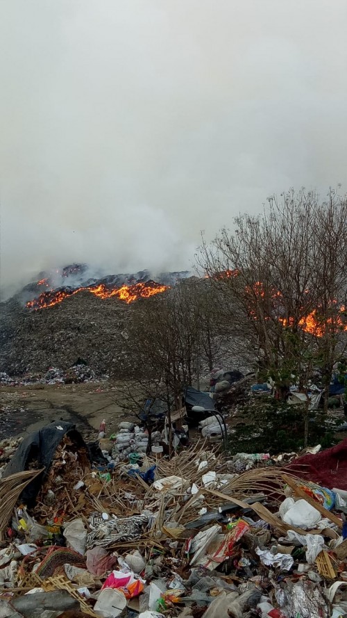 Kondisi terkini kebakaran TPA Supit Urang, Kota Malang (Istimewa).