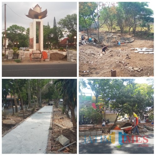 Proyek yang tengah dikerjakan bidang pertamanan (Anggara Sudiongko/MalangTIMES)