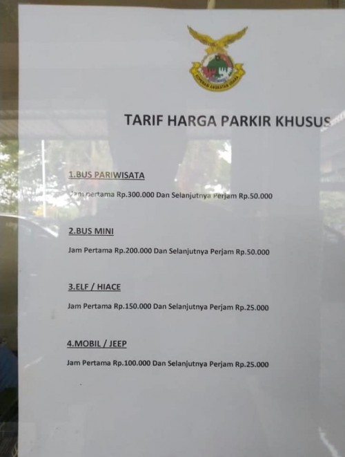 Tarif parkir di Bandara Abdulrachman Saleh yang sempat viral di media sosial (Foto : Istimewa)