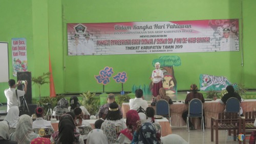 Lomba bercerita digelar Dinas Perpustakaan dan Arsip Kab Blitar.(Foto : Aunur Rofiq/BlitarTIMES)