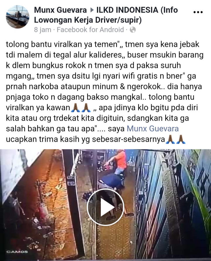 Unggahan akun Facebook Munx Guevara yang kini heboh dan viral diperbincangkan. (screenshot).