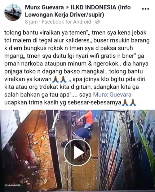 Unggahan akun Facebook Munx Guevara yang kini heboh dan viral diperbincangkan. (screenshot).