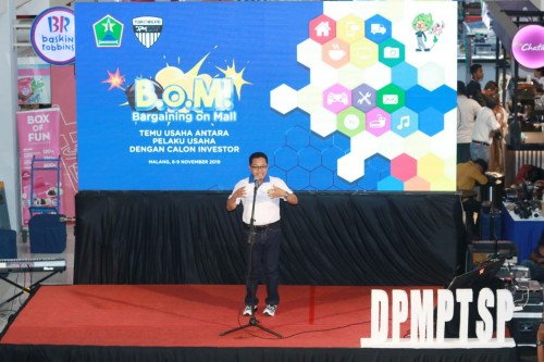 Wali Kota Malang Sutiaji saat menghadiri Bargaining on Mall (BOM) yang digelar DPMPTSP Kota Malang. (Humas Pemkot Malang).