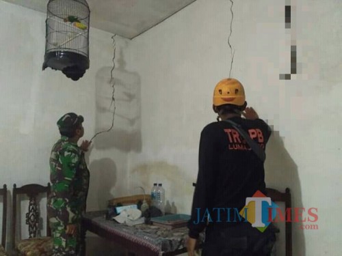 Salah satu rumah warga yang retak akibat gempa (Foto : BPBD Lumajang / Jatim TIMES)