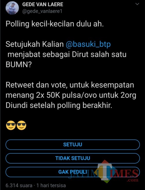 Tangkapan layar akun Twitter @gede_vanlaere1.(Twitter)