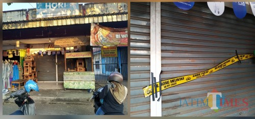 Toko milik Mayar dan police line yang terpasang / Foto : Anang Basso / Tulungagung TIMES