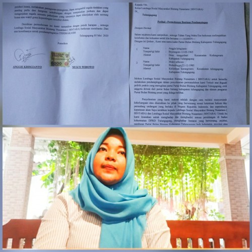 Surat aduan ke Bintara (atas), anggota DPRD partai PBB, Riska Nurvitasari (bawah) / Foto : Istimewa / Tulungagung TIMES