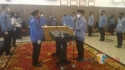 Suasana Pengukuhan Dewan Pengurus KORPRI Kabupaten Banyuwangi masa bakti 2020-2025 (Nurhadi/ JatimTIMES)