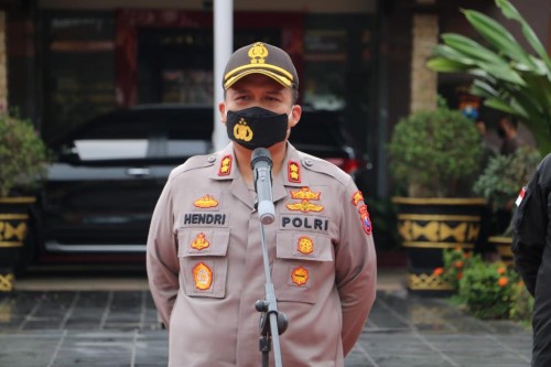 Kapolres Malang, AKBP Hendri Umar saat menjelaskan pengamanan tahapan kampanye saat pandemi covid-19