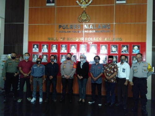 Rombongan KPU Kabupaten Malang usai berkoordinasi dengan Kapolres Malang terkait kesiapan Pilkada 2020 (Foto : Istimewa)