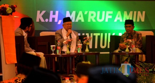 KH Ma'ruf Amin saat hadir di Harris Hotel and Convention Malang dalam kegiatan silahturahmi bersama kiai se Malang Raya. (Foto: Nurlayla Ratri/MalangTIMES)