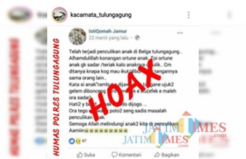 Postingan yang menjadi viral di media sosial di Tulungagung (Foto : Dokpol / TulungagungTIMES)