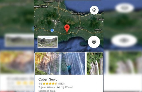 Screenshot peta satelit Coban Sewu