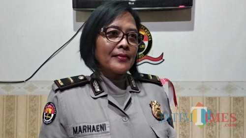 Kasubag Humas Polresta Malang Ipda Marhaeni saat ditemui awak media. (Foto: Nurlayla Ratri/MalangTIMES)