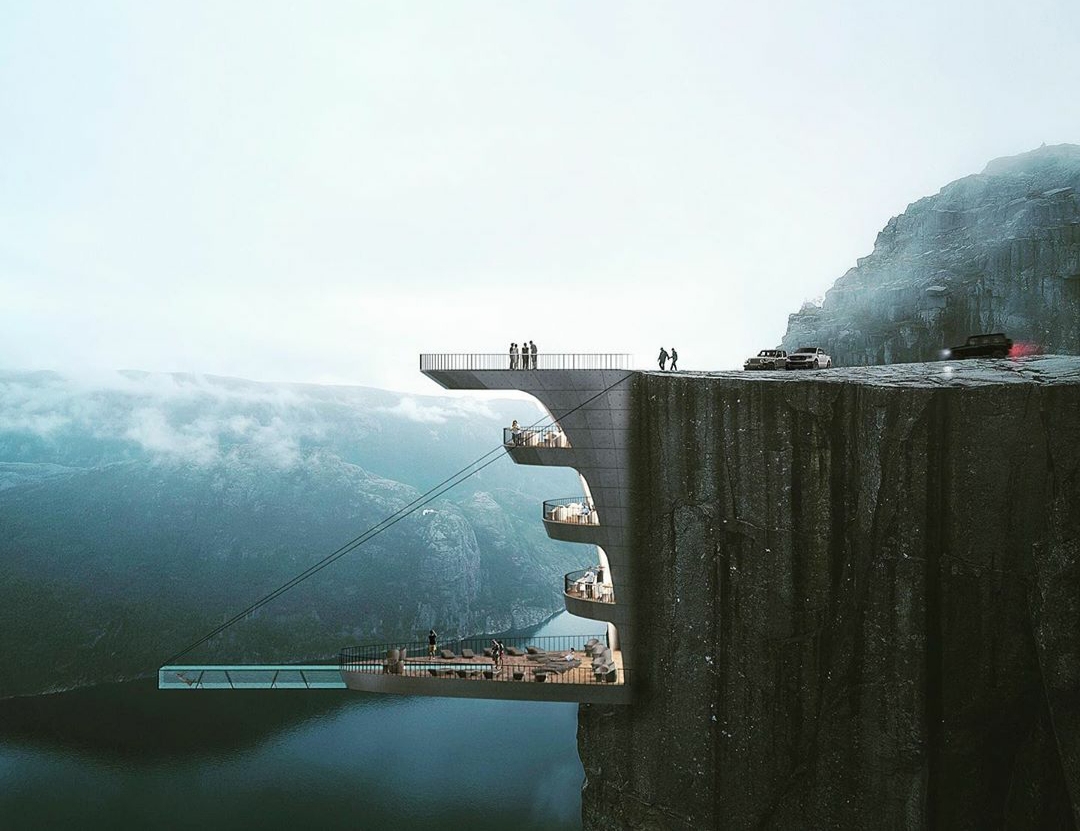 Konsep infinity pool tergantung di atas tebing. (Foto: Instagram hayri.atak.arch.design.studio)