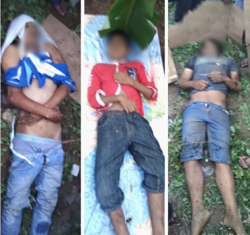 Kondisi korban tewas ditabrak KA Pandanwangi di TKP palang tanpa pintu Dusun Krajan, Kajarharjo, Kalibaru. Kondisi mobil pikap Carry yang dikendarai tiga korban tewas ringsek dan terbalik.