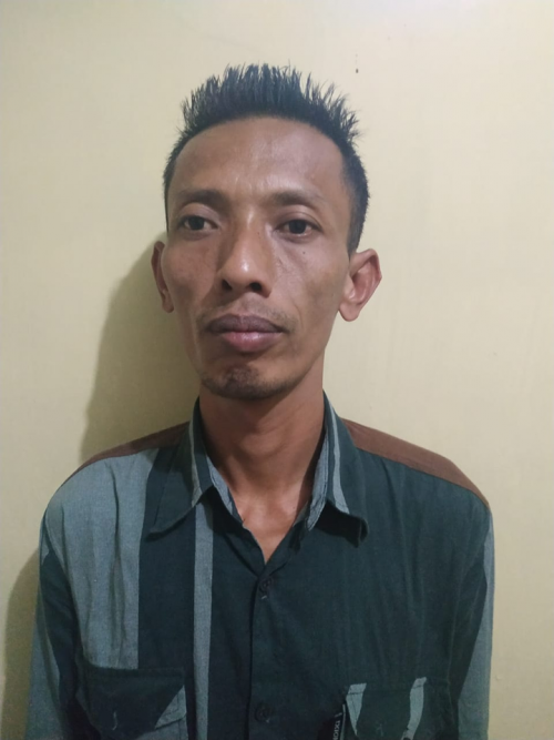 Tersangka Ridwanto ditahan di Mapolsek Gandusari