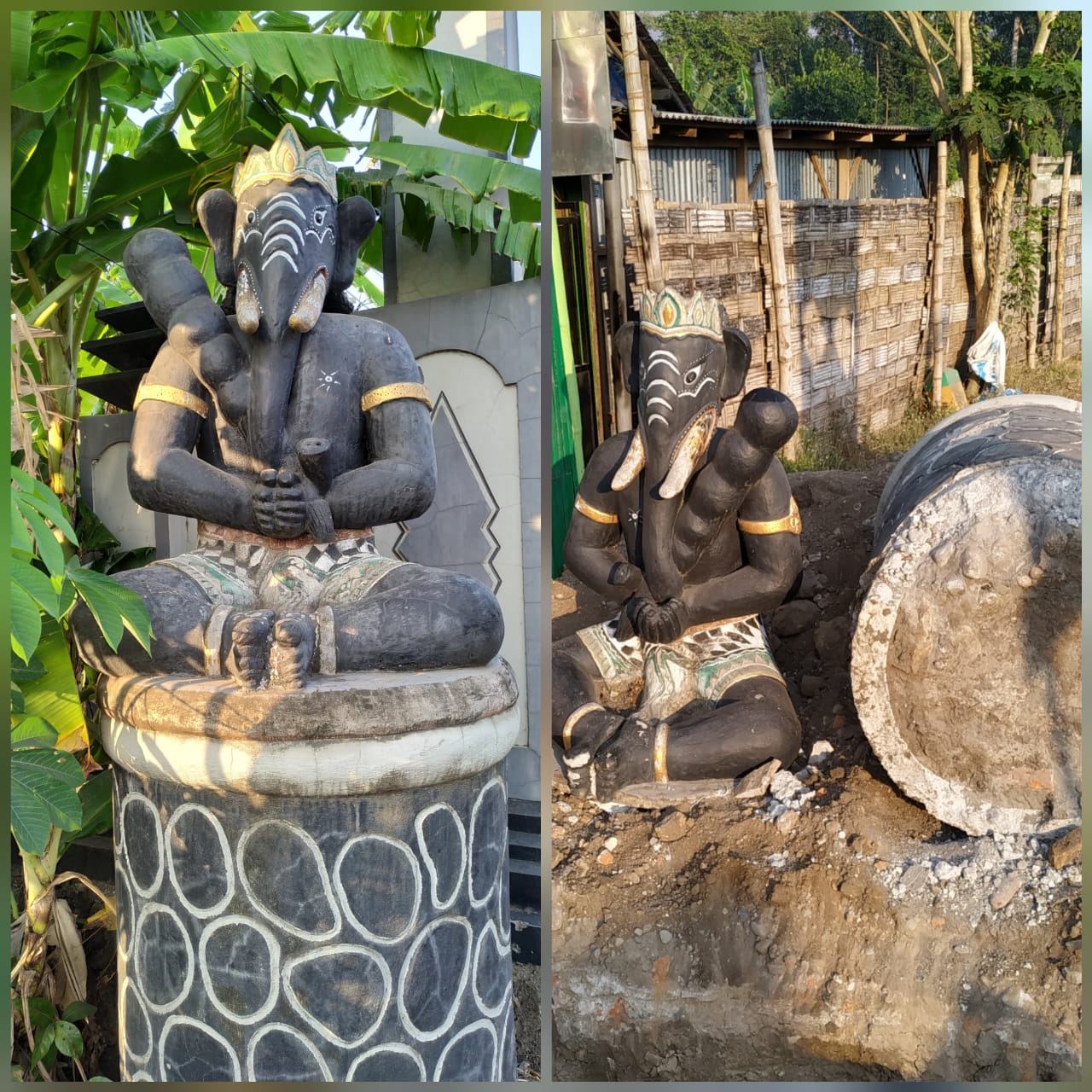 Mengejutkan..!! Genangan Air Dibuang, Patung Ganesha Di Desa Wates Turun Ke Tanah
