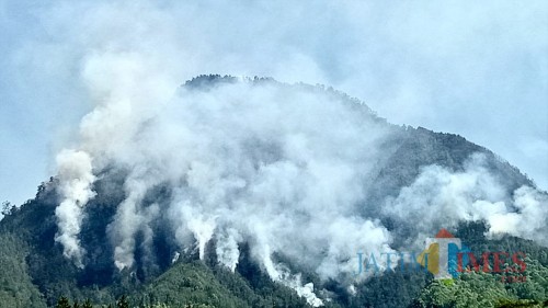 Kondisi kebakaran hutan di Gunung Panderman beberapa saat lalu.