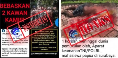 Dua foto dan kabar hoaks yang telah diklarifikasi Kominfo RI. (Foto: Dok MalangTIMES)