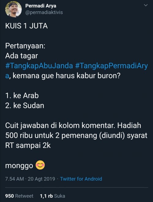 Screenshot @permadiaktivis atau Abu Janda