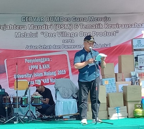 Target BUMDesa 150 unit di tahun 2019, Plt Bupati Malang Sanusi sampaikan saa ini masih 108 unit di acara gebyar BUMDesa Wajak (Nana)