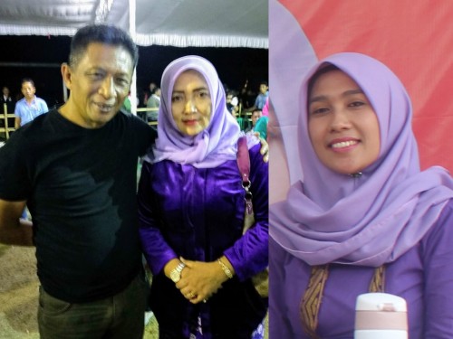 Wabup Blitar Marhaeinis bersama kedua istrinya, Halla Unaryanti dan Fandriana.(Foto : Team BlitarTIMES)