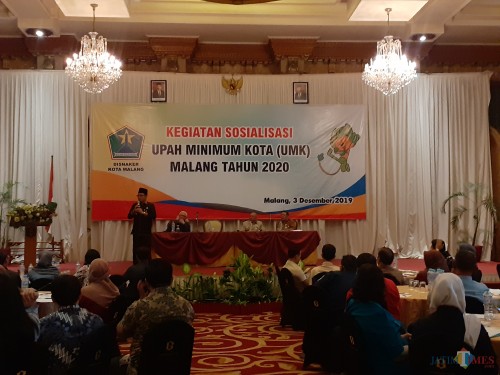 Suasana sosialisasi UMK Kota Malang tahun 2020, Selasa (3/12) (Arifina Cahyanti Firdausi/MalangTIMES)