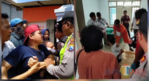 Anak korban mengamuk saat rekonstruksi berlangsung / Foto : Anang Basso / Tulungagung TIMES
