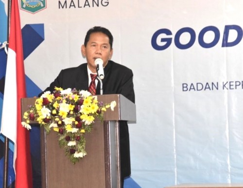 Sekda Kabupaten Malang Didik Budi Muljono memberikan apresiasinya atas gelaran bimtek e-budgeting oleh Diskominfo (Nana)