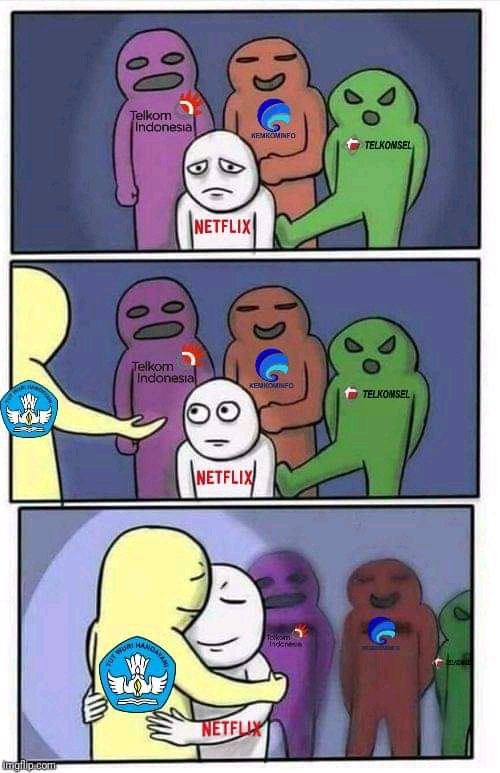 Salah satu meme yang bertebaran di Twitter terkait kerja sama Kemdikbud dengan Netflix. (Foto: istimewa)