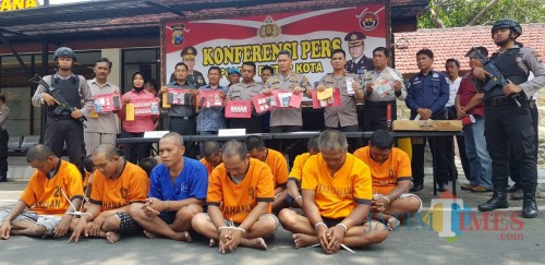 11 pelaku kriminal diamankan Polres Blitar Kota dalam sepekan.(Foto : Team BlitarTIMES)