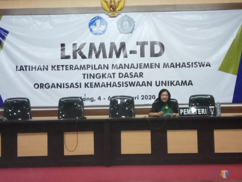 Wakil Rektor III, Dr Joice Soraya saat memberikan sambutan pada kegiatan LKMMTD di Unikama (Anggara Sudiongko/MalangTIMES)