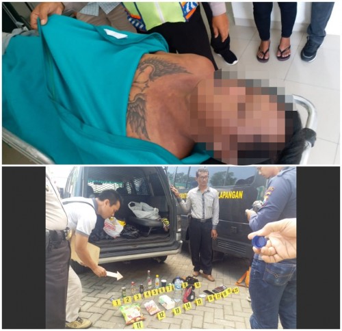 Jenazah Supratikno setelah dievakuasi beserta barang bukti yang ditemukan oleh petugas. (Foto: Istimewa)