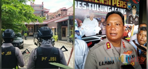 Rumah Politisi PDIP Suharminto saat di geledah KPK, Kapolres Tulungagung AKBP Eva Guna Pandia / Foto : Anang Basso / Tulungagung TIMES