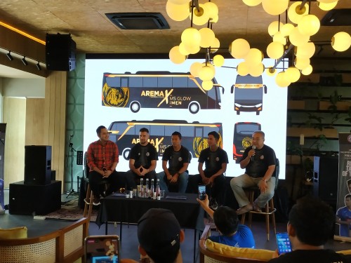Suasana konferensi pers perkenalan sponsor baru Arema FC (Hendra Saputra)