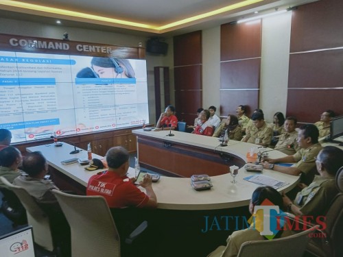 Rakor soft launching layanan 112 di Command Center Dinas Kominfo Kabupaten Blitar (Foto: Aunur Rofiq/BlitarTIMES)