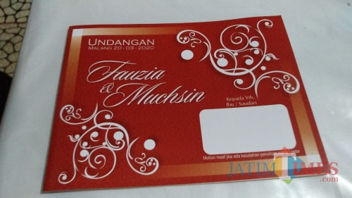 Undangan resepsi pernikahan pasangan Fauzia dan Muchsin (dokumentasi Muchsin for MalangTIMES).