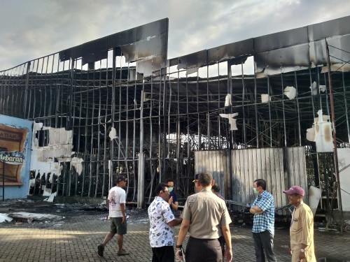 Wahana baru di Hawai Waterpark yang terbakar habis. (Anggara Sudiongko/MalangTIMES)