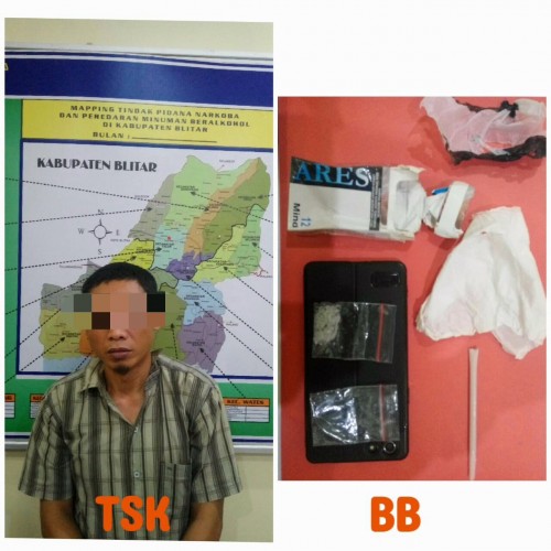 Tersangka Imron dan BB diamankan Satresnarkoba Polres Blitar