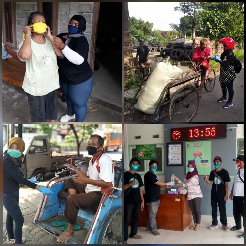 Kegiatan komunitas covid-19 Tulungagung, Icethe dan ILT, saat baksos bagikan APD. / Foto : Istimewa / Tulungagung TIMES