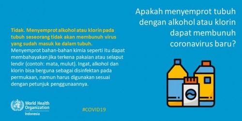Layar tangkap @WHOIndonesia terkait penyemprotan disinfektan ke tubuh manusia (Ist)